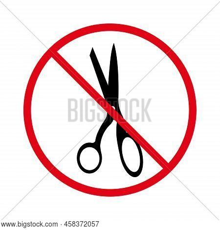 Forbidden Pair Of Handle Metal Scissor Pictogram. Ban Scissor Barber Tool Black Silhouette Icon. She