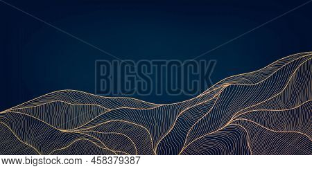 Vector Abstract Golden Luxury Pattern, Lines Background. Line Arts Wallpaper. Wavy Art Deco Texture 