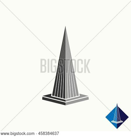 Simple And Unique Spire Tower Or Pyramid In 3d Shape Line Cut Image Graphic Icon Logo Design Abstrac