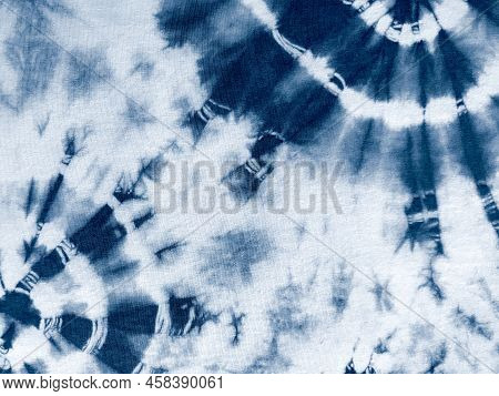 Tie Dye Shibori Pattern. Abstract Tie-dye Technique Hand Dyed Fabric. Indigo Blue Navy Ornamental Ci