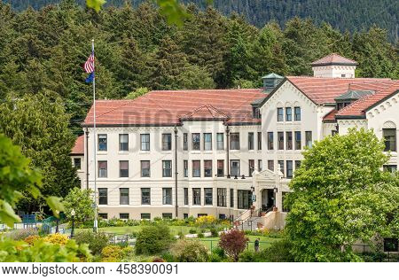 Sitka, Ak - 8 June 2022: Exterior Of The Alaska Pioneer Retirement Home In Sitka In Alaska
