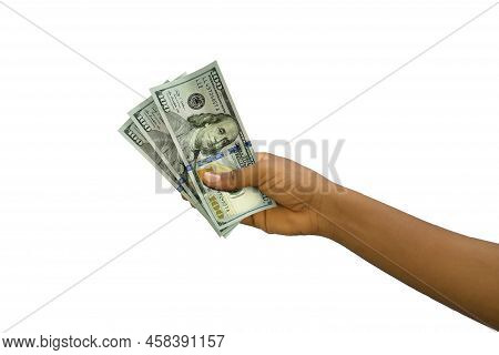 Fair Hand Holding 3d Rendered Usa Dollar Notes Isolated On Transparency Background, Png, Transparenc