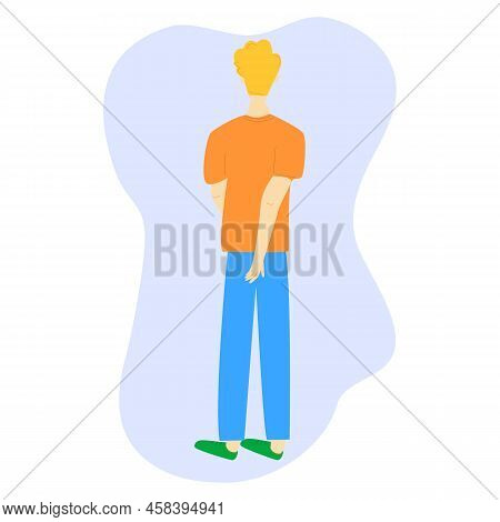 Man Scratching His Itchy Buttocks. Flat Illustration. Vector