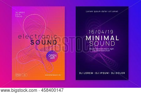Neon Music Flyer. Electro Dance Dj. Electronic Sound Fest. Techn