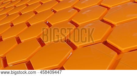 Abstract Modern Orange Hexagon Background, 3d Rendering