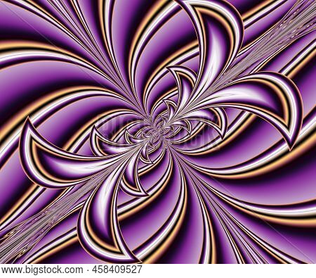 Computer Generated Abstract Colorful Fractal Artwork With Purple Lilliums