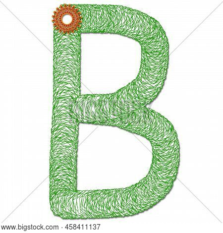 3d Render Of Funny Tube Alphabet Letter B With Colorful Fractal Kaleidoskope Effect Embellishment