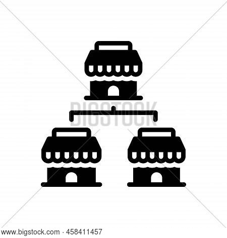 Black Solid Icon For Subsidiaries Helpful Supporting Subordinate Auxiliary Neighbor House