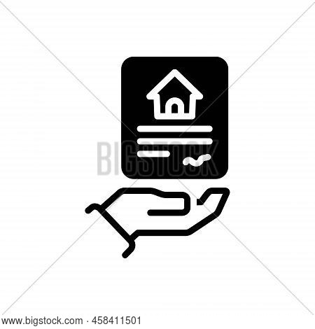 Black Solid Icon For Possess Take-over Home Ownership Certificate Agreement Estate Insurance Investm