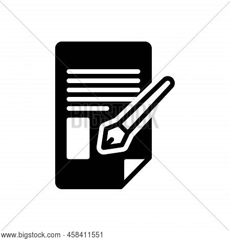 Black Solid Icon For Amended Document Statement Correct Mend Rectify Agreement Archive Overwrite Edi