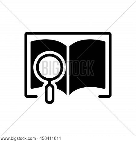 Black Solid Icon For Definitions Interpretation Explanation Elucidation Article Magnifying Book Educ