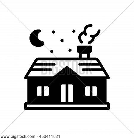 Black Solid Icon For Cottage Shebang Shanty Hermitage Lodge Residential Building House Architecture 