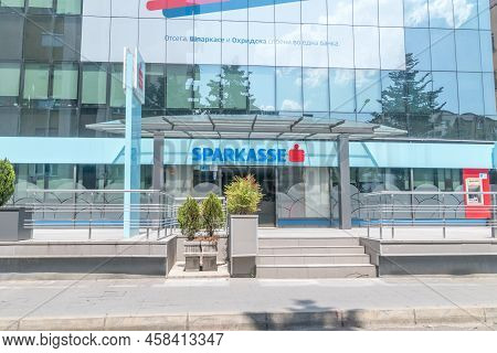 Skopje, North Macedonia - June 5, 2022: Branch Of The Sparkasse Bank In Capital Of Macedonia.