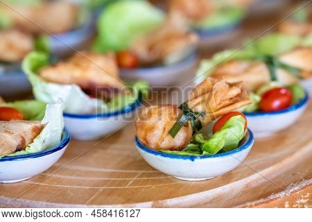 Thung Thong Is Thai Fried Bag Dumplings Made From Pork And Vegetables That Are Wrapped In Dumplings
