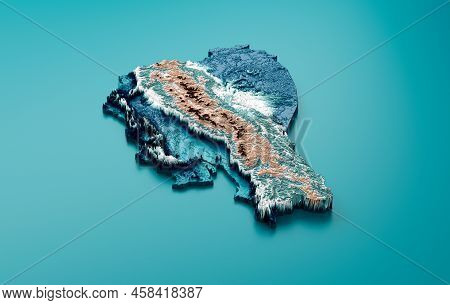 Topographic Ecuador Map Hypsometric Elevation Tint Spectral Shaded Relief Map 3d Illustration