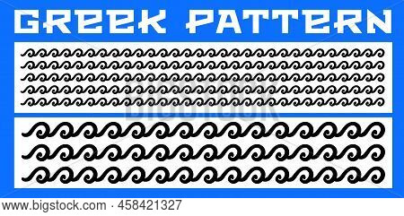Ancient Greek Wave, Fret And Meander Pattern Set Isolated