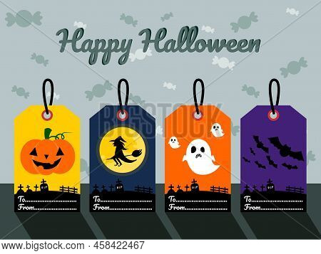 Collection Of Hallo Wen Sale Stickers In Flat Design