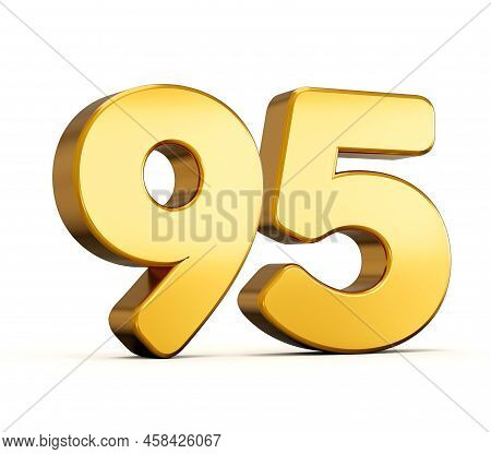 3d Illustration Of Golden Number Ninety Five Or 95 Isolated On White Background With Shadow.