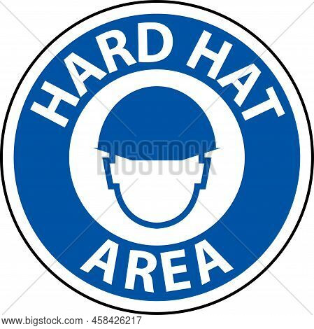 Hard Hat Area Floor Sign On White Background