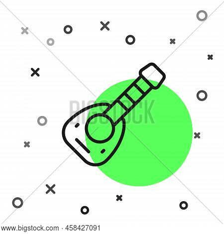 Black Line Musical Instrument Lute Icon Isolated On White Background. Arabic, Oriental, Greek Music 