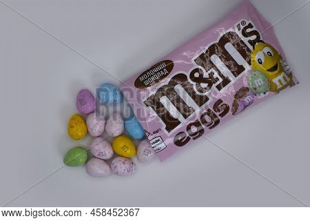 April 2, 2022, Ukraine City Kyiv Candy M And Ms On A Light Background