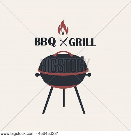 Grill Vector Icon. Bbq Grill Symbol Isolated On Beige Background. Bbg And Grill Logo. Vector Illustr