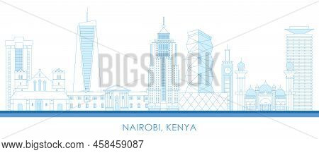 Outline Skyline Panorama Of City Of Nairobi, Kenya - Vector Illustration