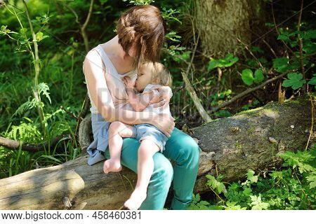 Mother And Her Toddler Toddler Son Hiking In Strazyska Valley In Tatra Mountain Range, Podhale, Pola