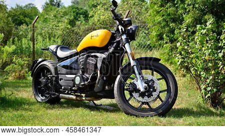 Warsaw, Poland. 19 July 2022. The Junak M15 Motorcycle Is A Combination Of The Classic Cruiser Line 