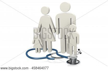 Medical Used Stethscope With Family Members, 3d Rendering