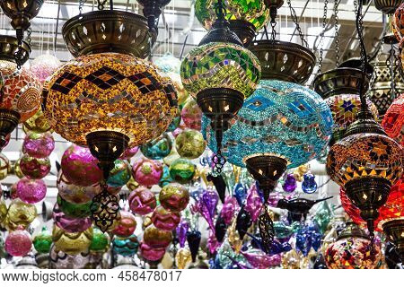 Arabic Glass Lamps In Oman Tourist Shop, Muscat