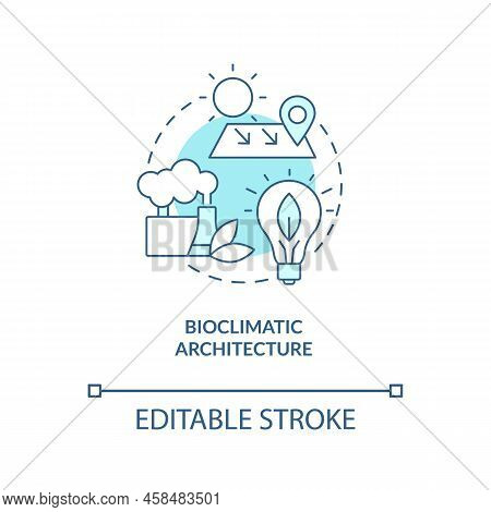 Bioclimatic Architecture Turquoise Concept Icon. Climate. Net Zero Design Approach Abstract Idea Thi
