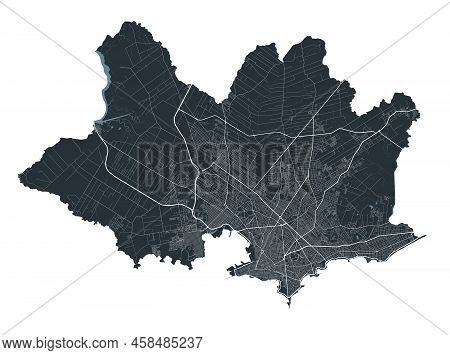 Montevideo Vector Map. Detailed Vector Map Of Montevideo City Administrative Area. Cityscape Poster 