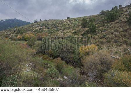 Views Of The Mediano Stream, In The Hueco De San Blas Valley, A Very Popular Place For Hikers Locate