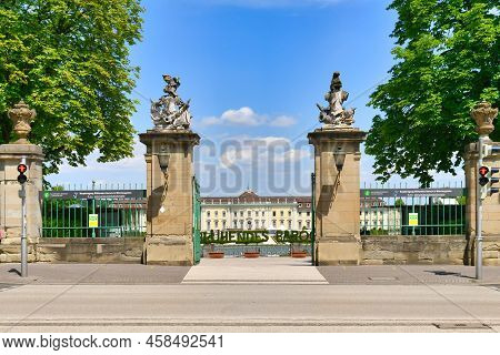 Ludwigsburg, Germany - July 2022: Entrance Gate Of Residential Palace In Ludwigsburg With Baroque Ga