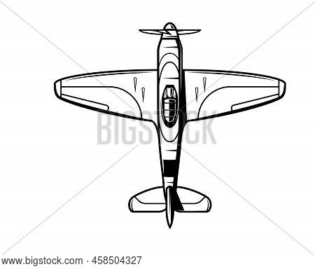 Bush And Cargo Aeroplane Silhouette With White Background New Closeup Picture.