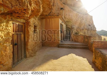 Cave Houses Dug Into The Rock Of The Mountain And Used As Wineries To Make Wine, San Esteban De Gorm