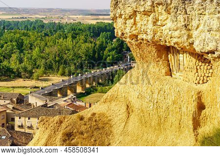 Mountain Eroded With The Passage Of Time And With A Cave Dug In The Rock, San Esteban De Gormaz, Sor
