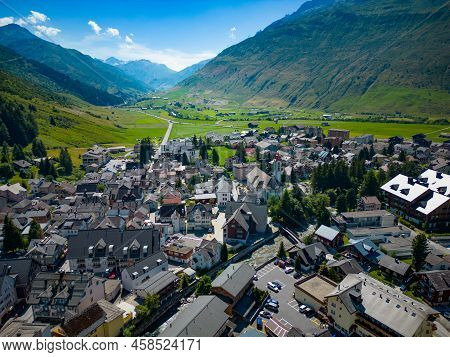Village Of Andermatt In Switzerland From Above - Aerial View - Travel Photography