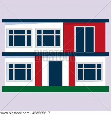 Flat Icon With House. Cartoon Style. Small House. Vector Illustration. Stock Image.