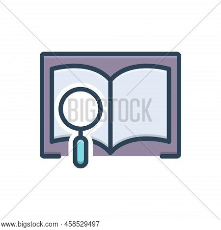 Color Illustration Icon For Definitions Interpretation Explanation Elucidation Article Magnifying Bo