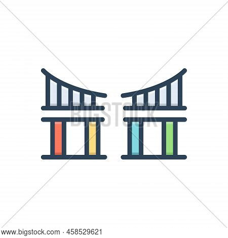 Color Illustration Icon For Gaps Interval Divide Space Chasm Bridge Viaduct Broken Split Architectur