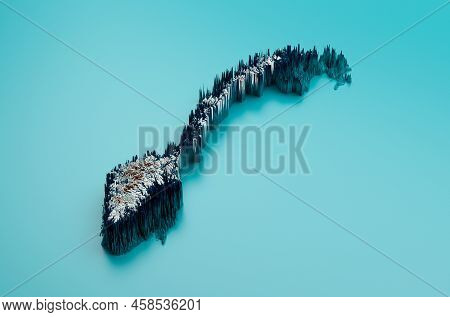 Topographic Norway Map Hypsometric Elevation Tint Spectral Shaded Relief Map 3d Illustration
