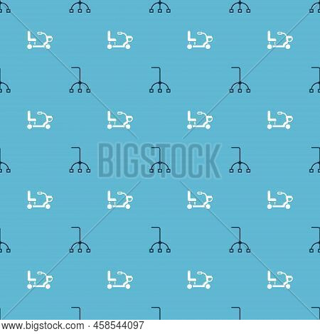 Set Walking Stick Cane And Electric Wheelchair On Seamless Pattern. Vector