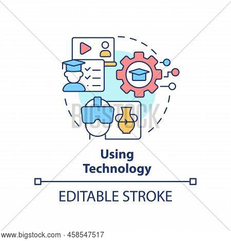 Using Technology Concept Icon. Micro Learning Strategy Abstract Idea Thin Line Illustration. Virtual