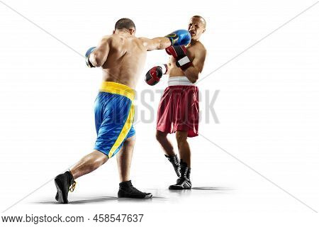 2 Two Professional Box Figters Isolated On The White Background