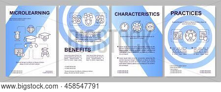 Micro Learning Blue Gradient Brochure Template. Benefits And Practices. Leaflet Design With Linear I