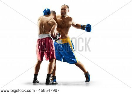 2 Two Professional Box Figters Isolated On The White Background