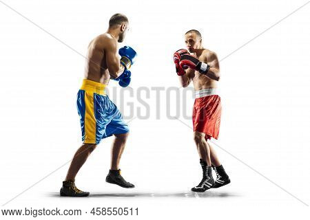 2 Two Professional Box Figters Isolated On The White Background