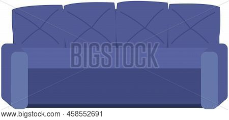 Sofa And Couch Blue Colorful Cartoon Vector. Sofa Leisure Furniture. Comfortable Lounge For Interior